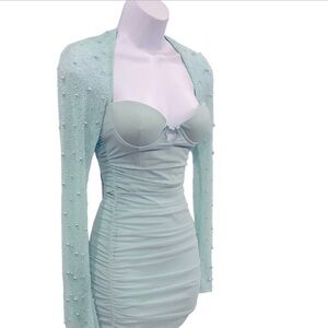 NWT Oh Polly Mint Green Pearl BodyCon Dress